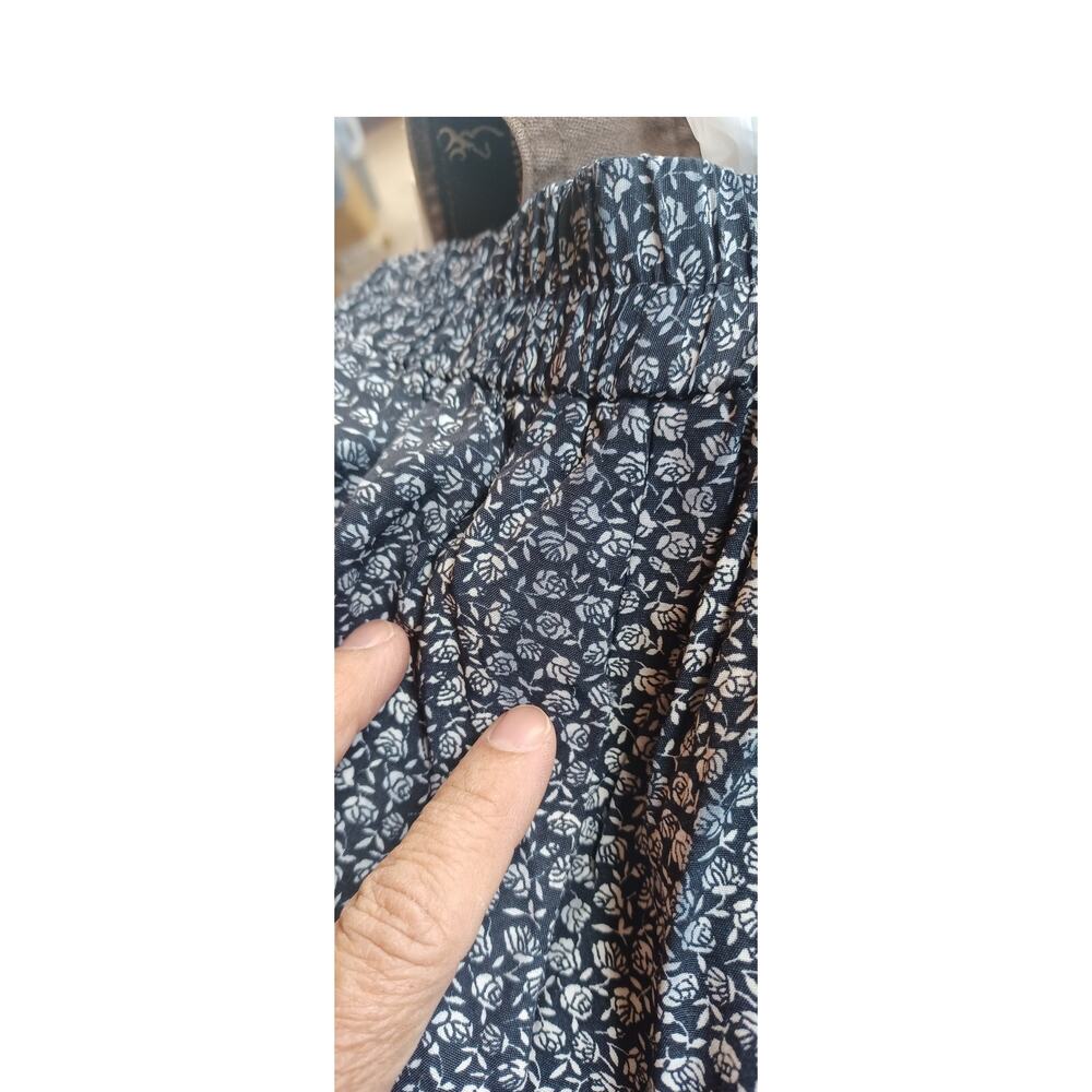 The Vermont Country Store Vintage Floral Midi Skirt Medium Navy Blue Cottagecore - Picture 8 of 8